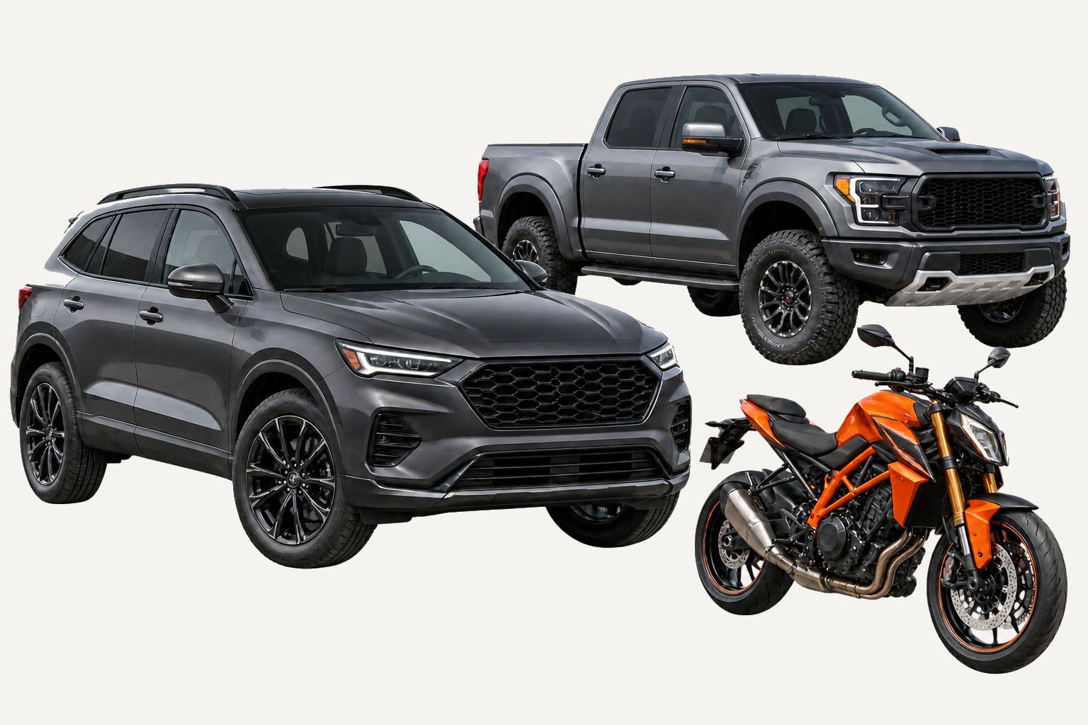 SUV, pickup e moto
